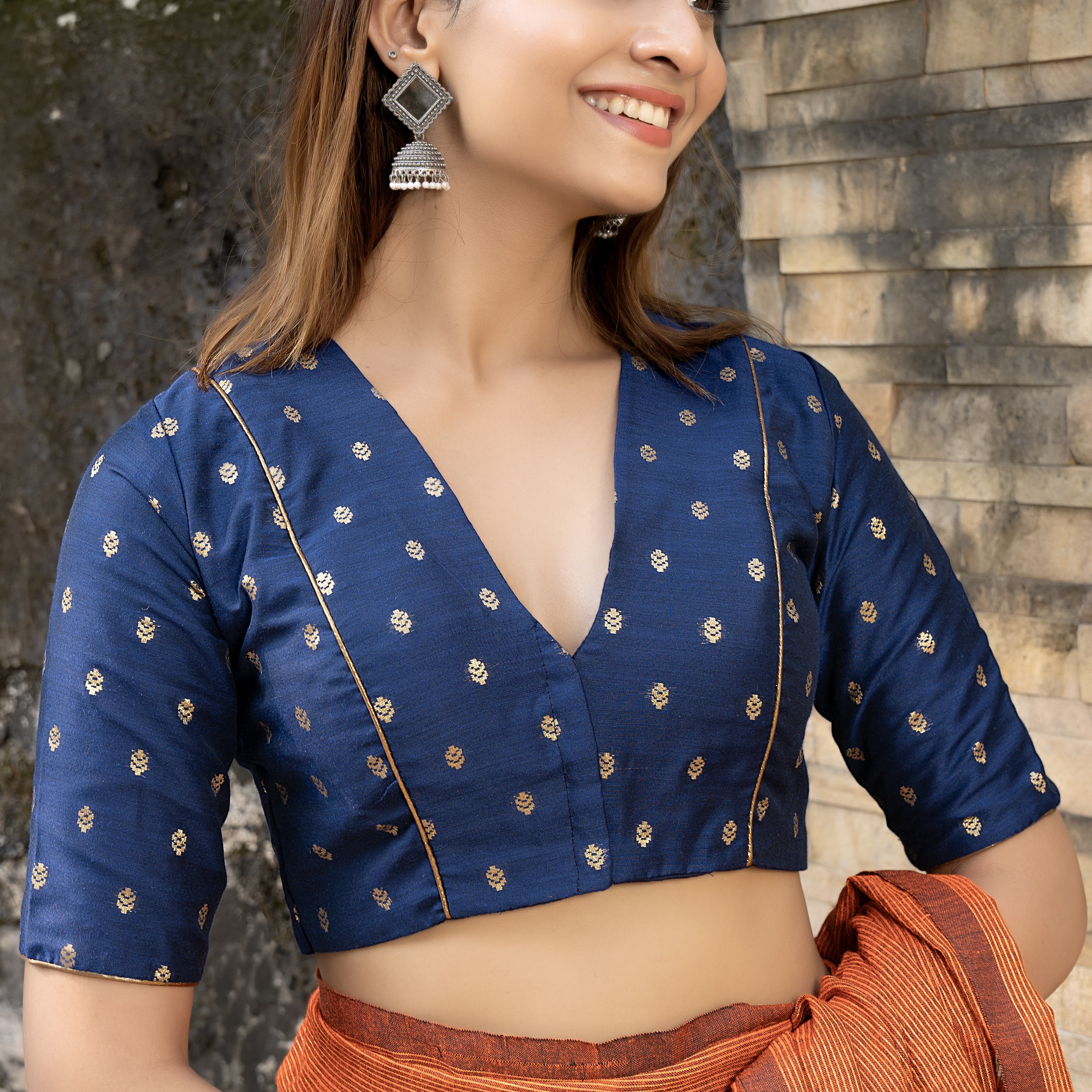 Coral Jari Buta Blouse