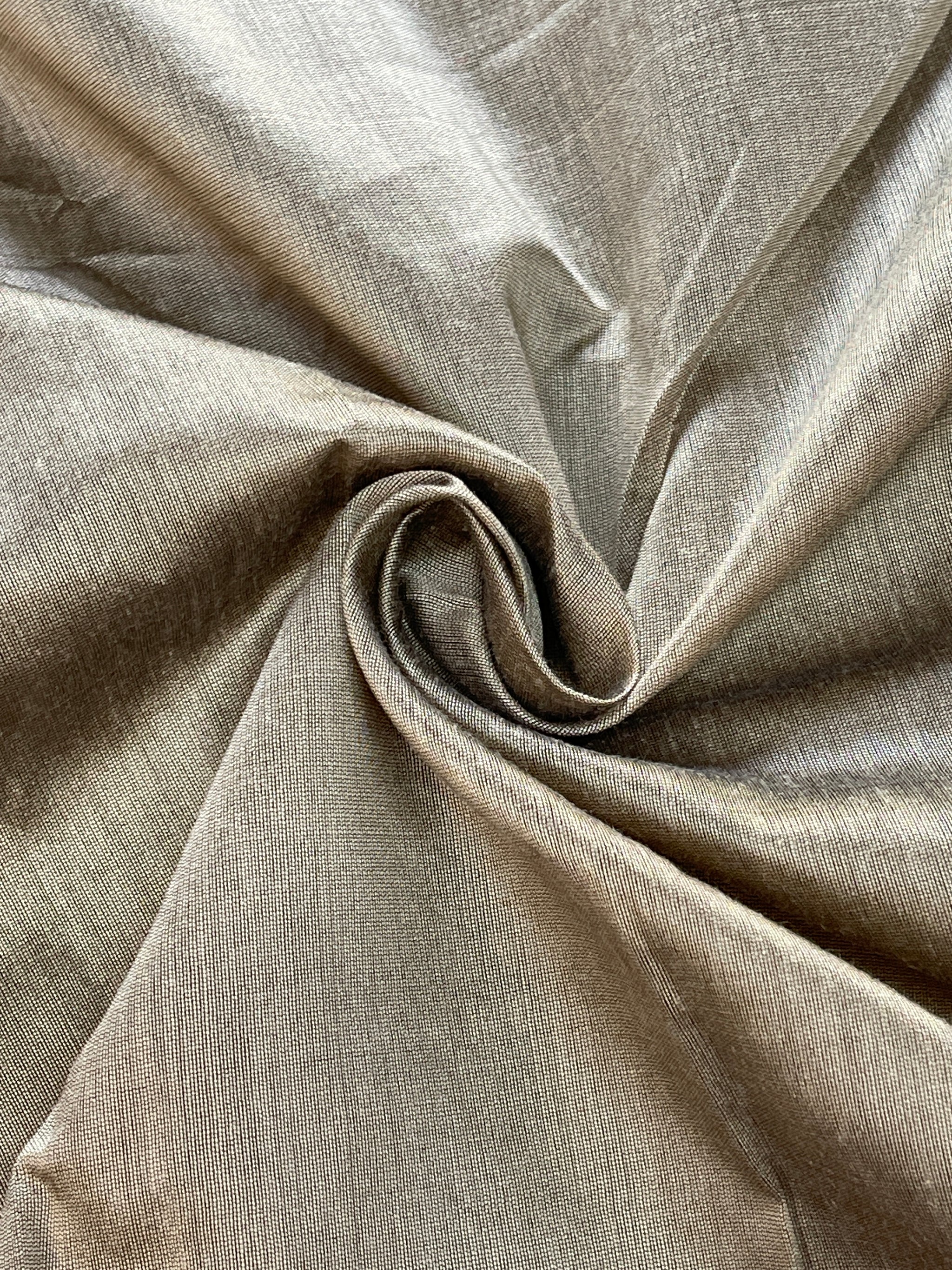 Cotton Silk Fabric – Beige Black Mix Soft Elegant Blended Fabric