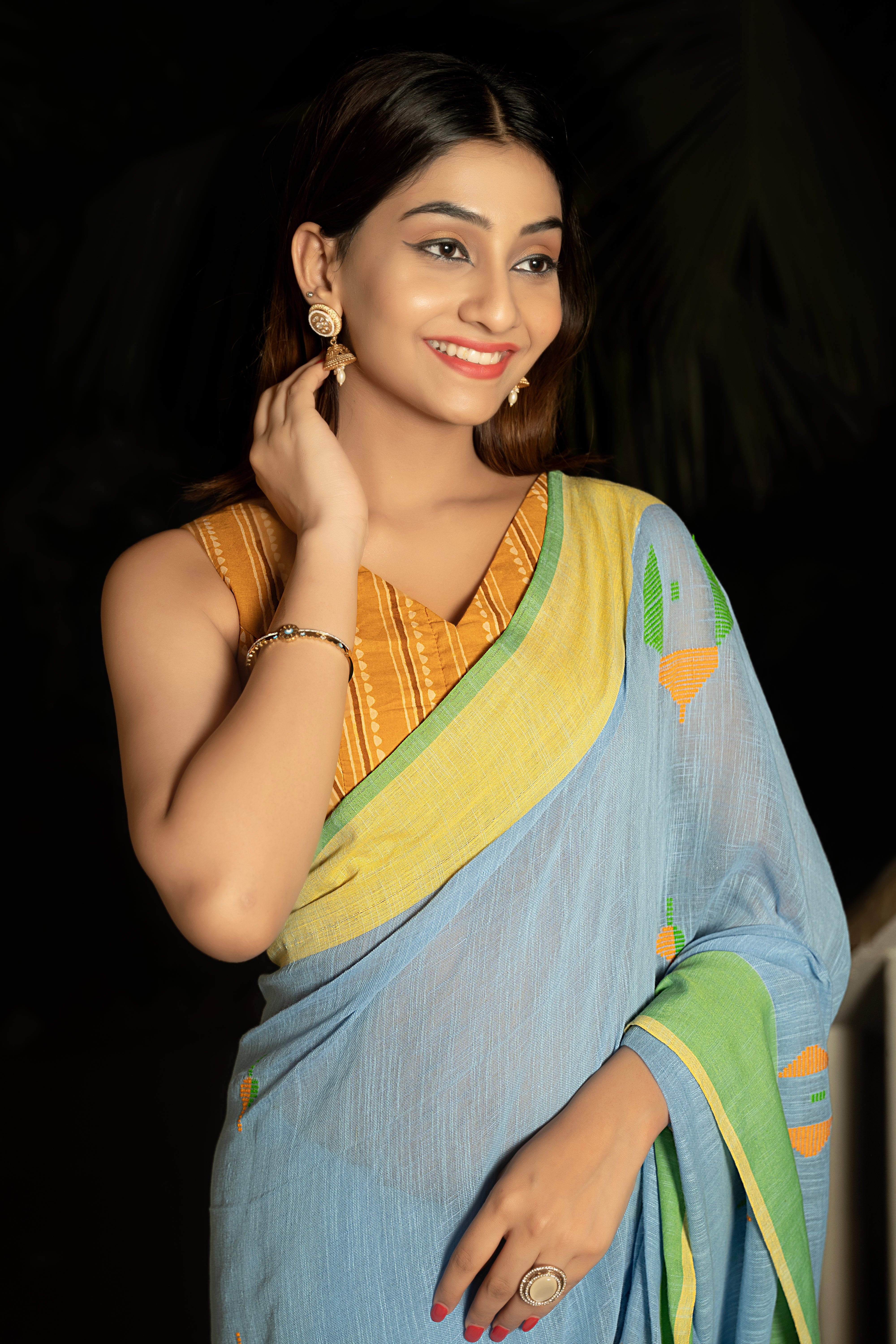 Sky-Blue Serenade Saree