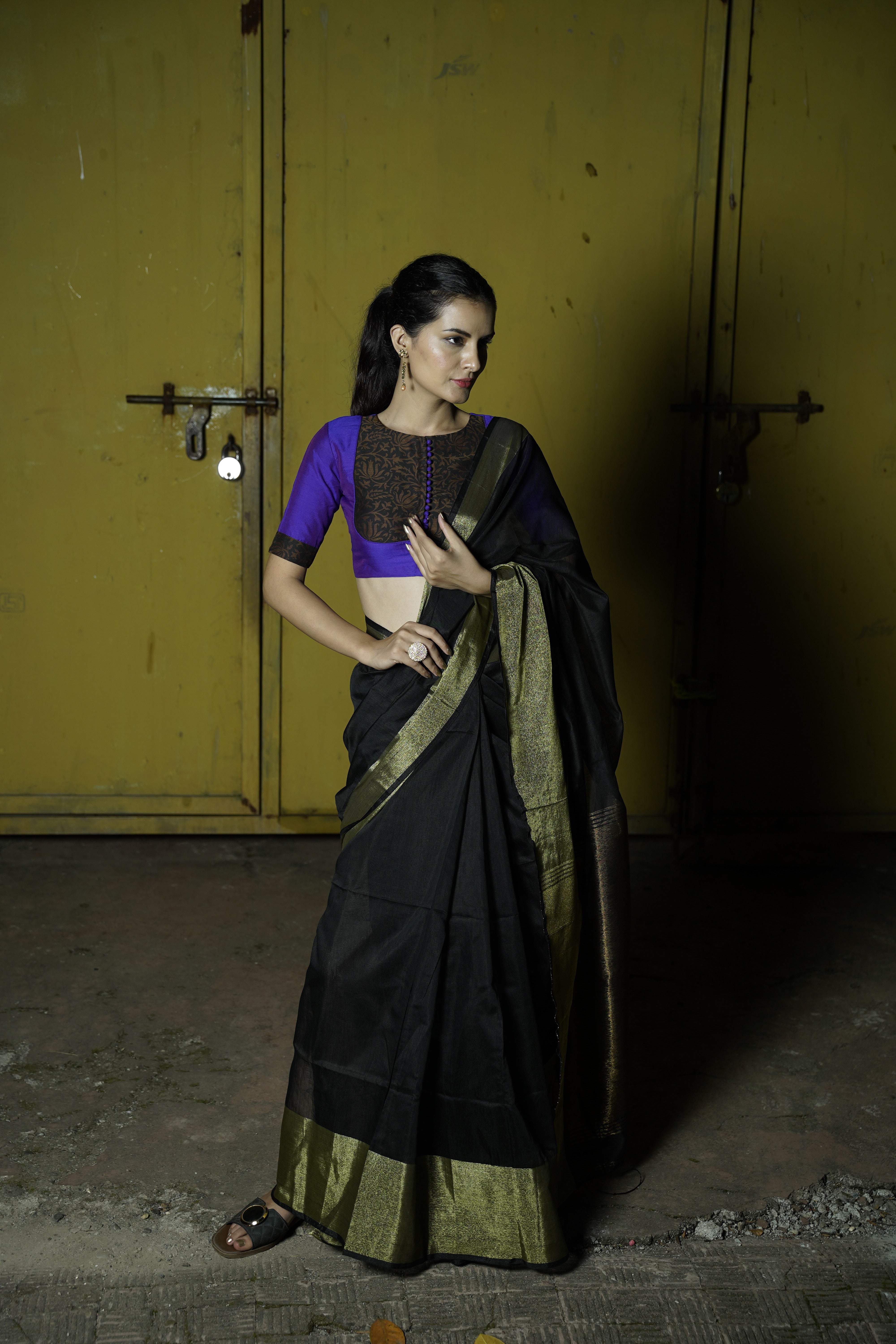 Golden Noir Saree