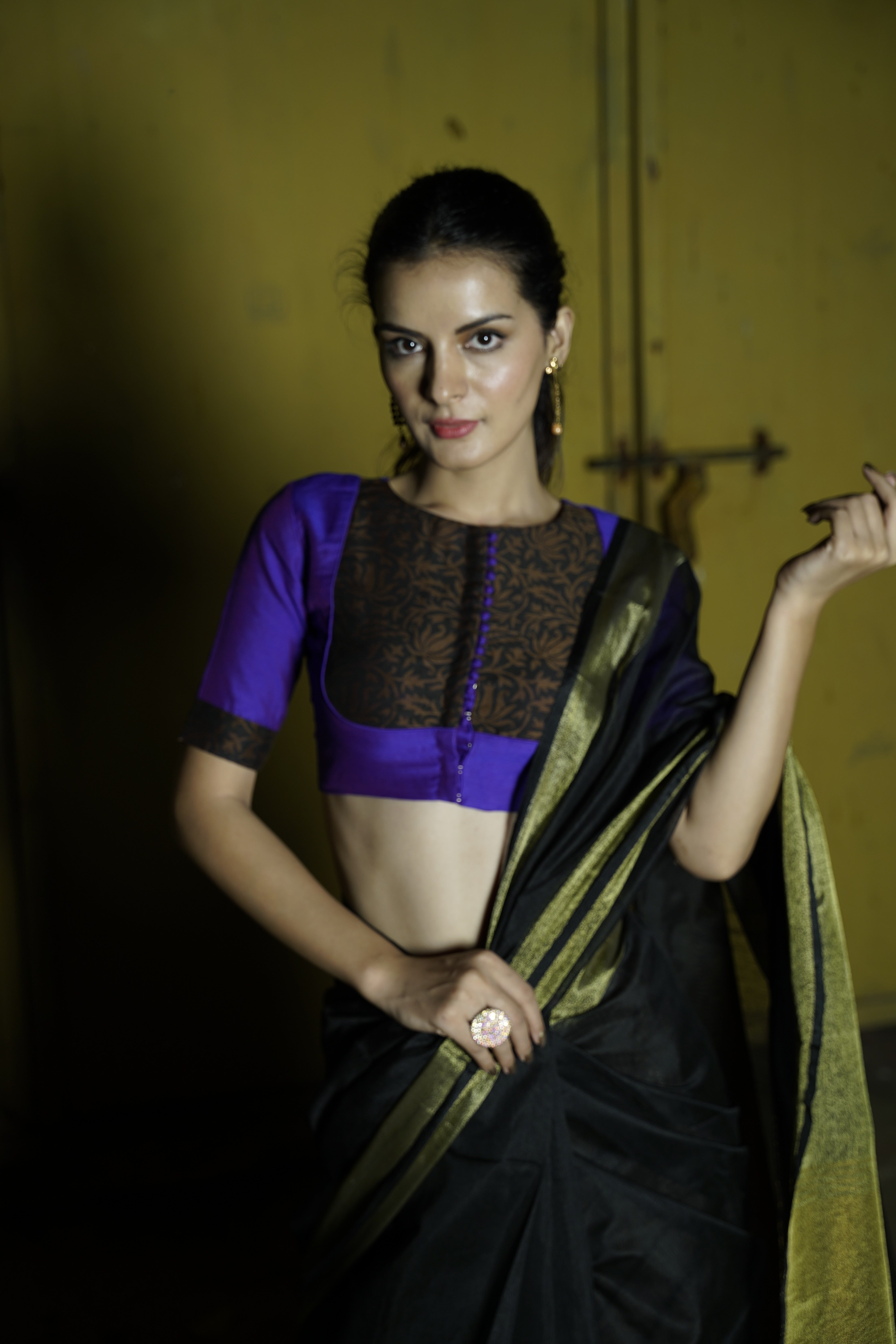 Golden Noir Saree