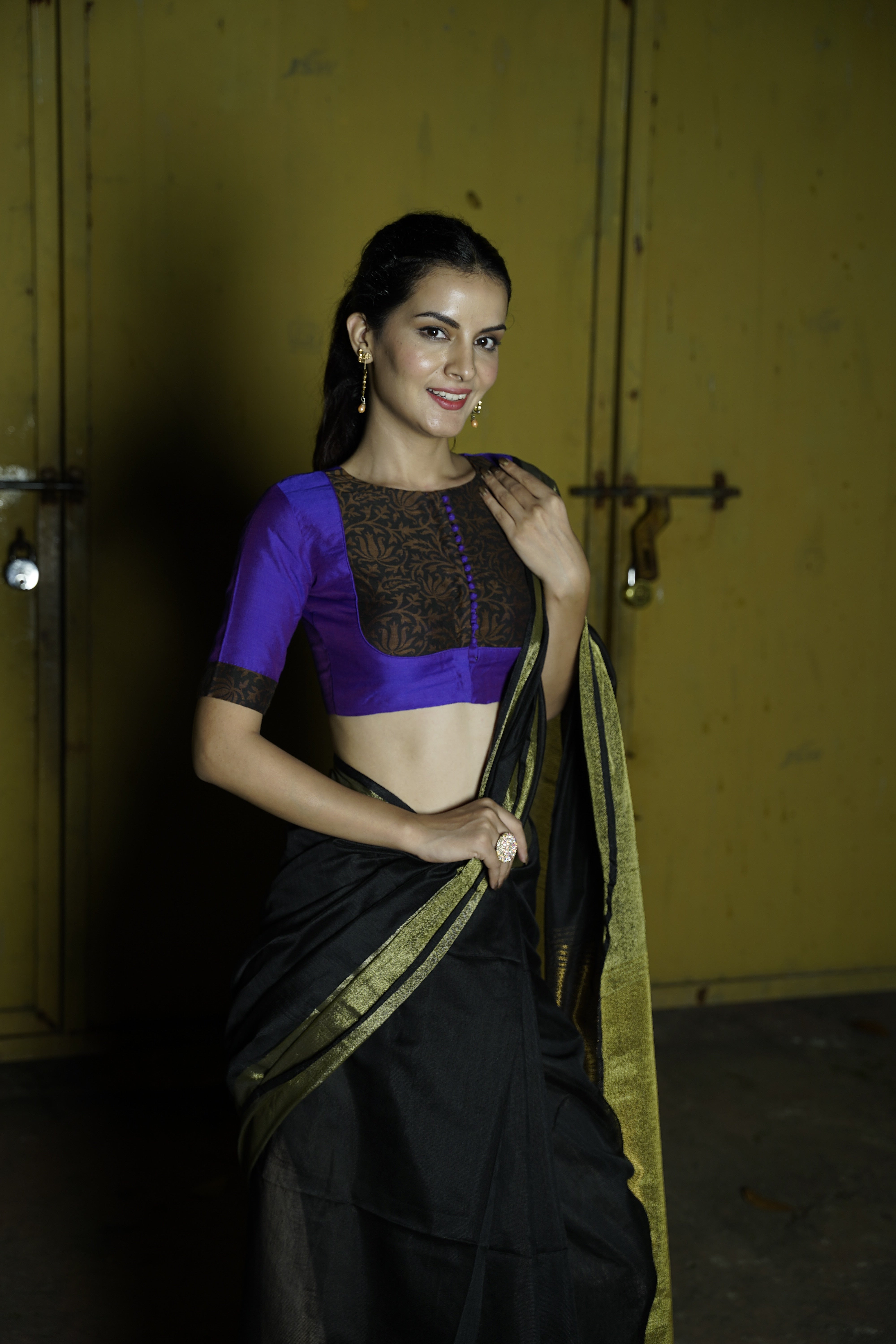 Golden Noir Saree