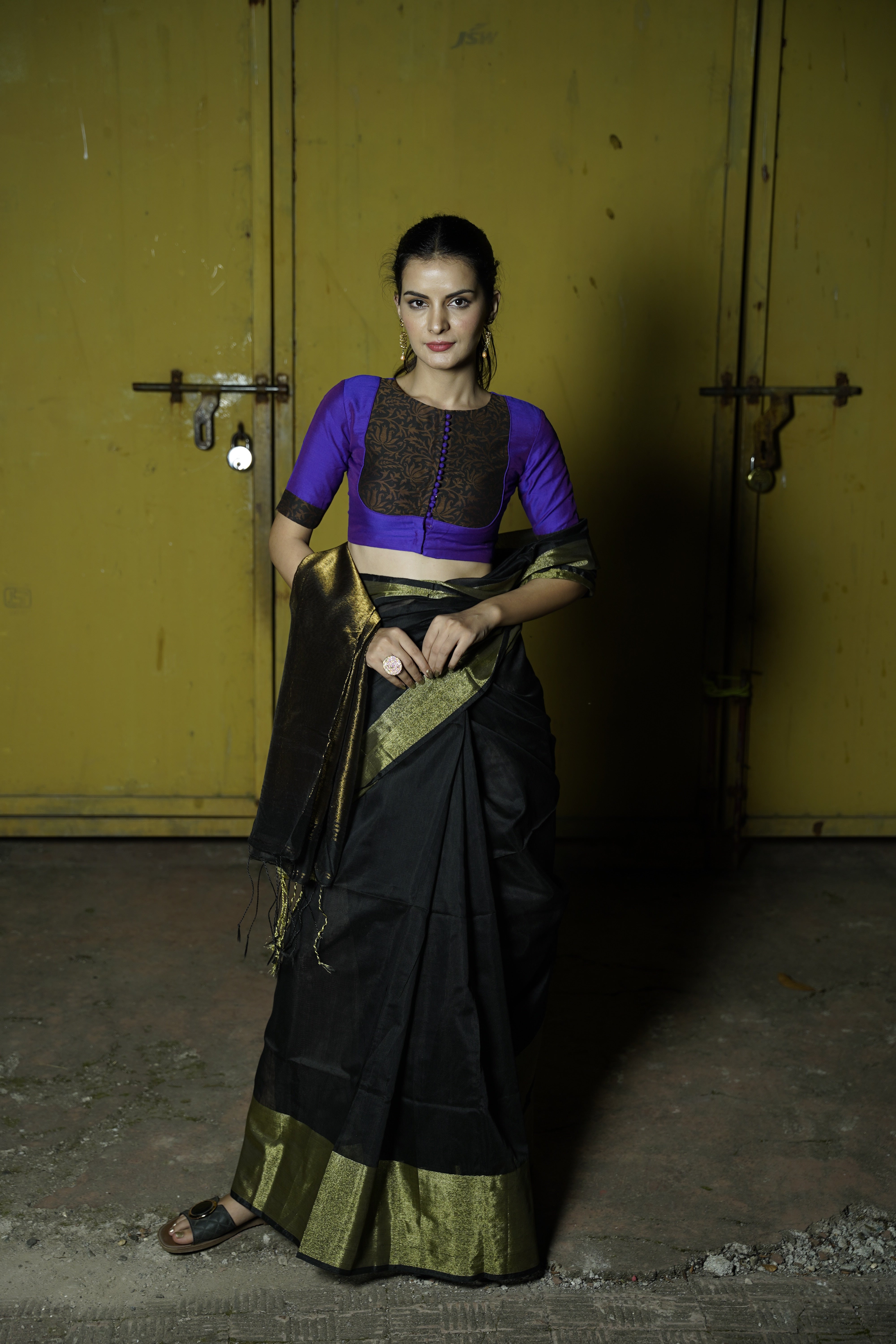 Golden Noir Saree