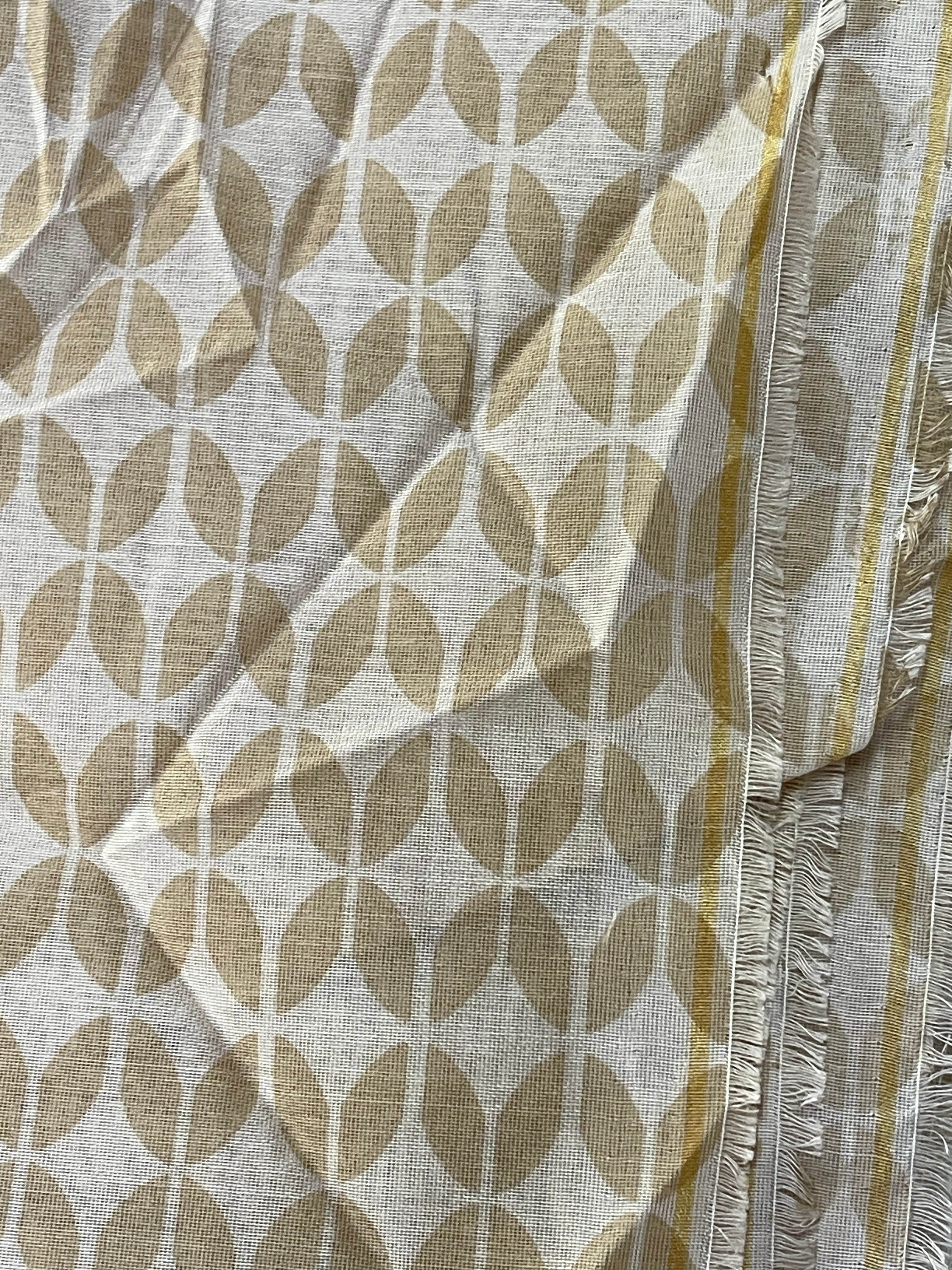 Chanderi Printed Fabric – Beige & Gold | Lightweight Ethnic Wear Fabric ₹895 per mtr